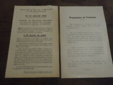 Tract ALGERIE FRANCAISE 1956 Guerre d'Algérie 