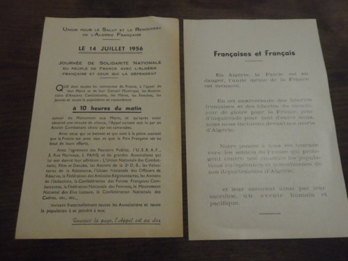 Tract algerie francaise 1956 - tract,