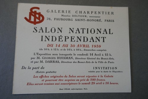 1939 invitation salon national - invitation,