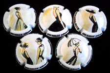 rare ! Série de 5 capsules de champagne DE MILLY Albert série n° 48 à 48d