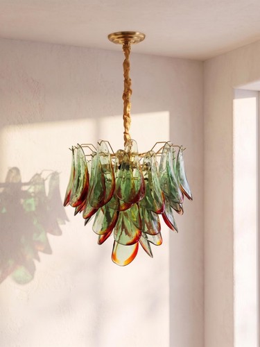 Lustre pétales verre vert - vert, et