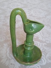 Lampe à huile ancienne XIXeme Maroc, Terre cuite vernissée, Kandil, Maghreb