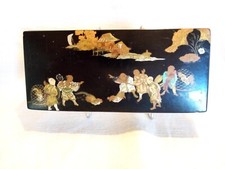 Boite plumier Napoléon III, papier mâché, laque noire, décor japonisant