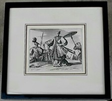 Gravure au burin en noir sur papier-XVIIIe Siècle-Janissaires-Cadre