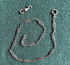 Chaîne de montre à gousset en argent - vintage - maille filigrane losange