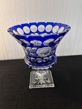 Vase ou coupe overlay bleu