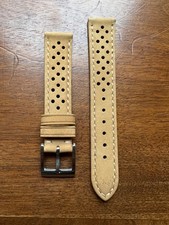 Bracelet de montre en cuir beige mat type rallye 18mm neuf