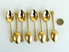 DEETJEN  - 8 Cuillères à Moka Métal Doré Modèle Grain de Café