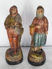 ETAPLES : Couple de pêcheur en terre cuite L'Isle Adam par A. Hanne  H = 15 cm