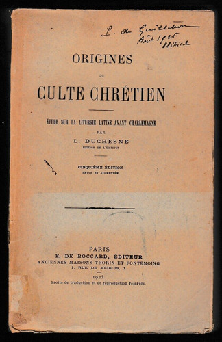 Duchesne origines culte - du,