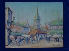SUPERBE RARE ! TABLEAU BIFACE Biface painting - M. LEBLANC - HONFLEUR / DIEPPE