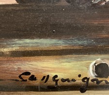 Tableau ancien huile sur panneau signé cadre doré impressionnisme