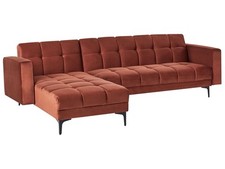 Canapé d'Angle à Droite en Velours Capitonné Dossier Inclinable 3 Positions