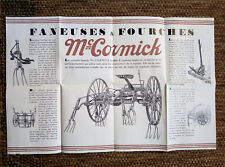 McCORMICK Rateaux Faneurs Publicité Prospectus Mac Cormick Agriculture Tracteur