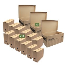 Pack and Move - Lot de 12 boites archives Taille XL - 54 x 36 x 28 cm - Caisse d