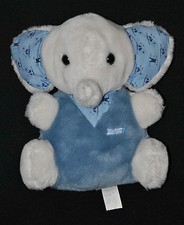 🍀Doudou Elephant BOULGOM Bleu Blanc Bandana Elefant Peluche 25 Cm TTBE