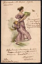 CA053 VIENNE Style BEAUTIFUL LADY WOMAN BIRD CAGE 1902