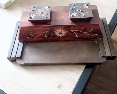 Ancien encrier double bois - ancien, en