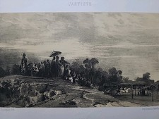 Gravure XIXe "Course de chevaux"