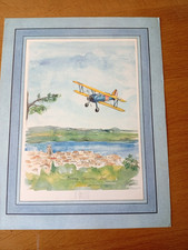 AVIATION GRAVURE COULEUR BOEING STEARMAN 1933  SIGNEE