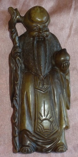 Statue moine chinois pierre - moine,
