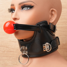 Bâillon Collier Boule Gag Rouge Bouche Femmes Bondage Fétichisme BDSM Esclave FR