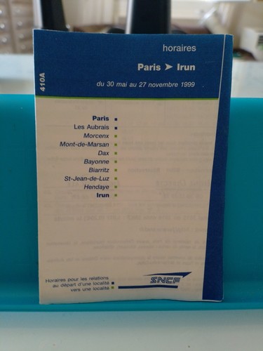 Horaires paris irun 1999 sncf - paris,