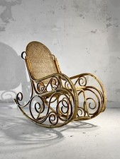 1950 FAUTEUIL ROCKING-CHAIR ART-DECO MODERNISTE SHABBY-CHIC Bambou Adnet Thonet