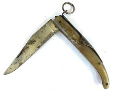 ANCIEN COUTEAU À PALME CORNE BLONDE OLD HORN KNIFE MESSER CUCHILLO COLTELLO