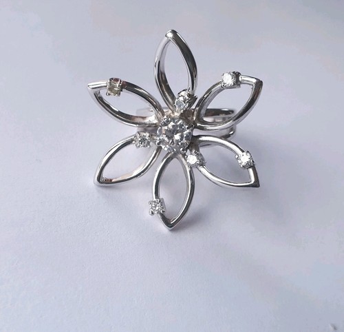 Bague grande fleur argent - bague,
