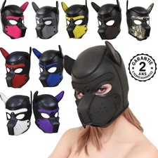 Masque de Chien Chiot Oreilles Unisexe Homme Femme Cosplay Jeux Coquins Néoprène