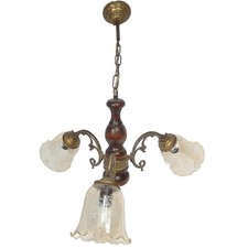 LUSTRE 3 BRANCHES BOIS METAL