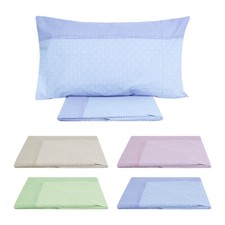 Set Draps Coton Lit Taille Français 2 Taies D'Oreiller A Fantaisie Géométrique