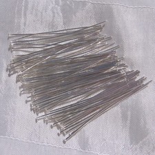 LOT DE 50 CLOUS TIGES À TÊTE PLATE EN LAITON ARGENTÉ 50MM - A225