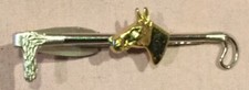 Horse Head and Crop Equestrian Hickory Tie Bar Clip Costume Gold Jewelry