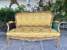 Magnifique Canapé Banquette Louis XV Chêne Garniture Rubelli 18e Siècle