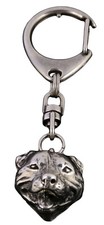 Staffordshire Bull Terrier, Staffie - Porte-clés argenté avec chien, décoration 