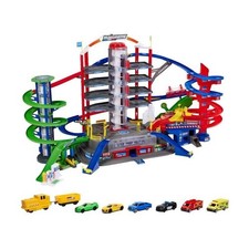 Majorette - Super city garage - 2 niveaux - Sons et lumieres - 6 véhicules métal