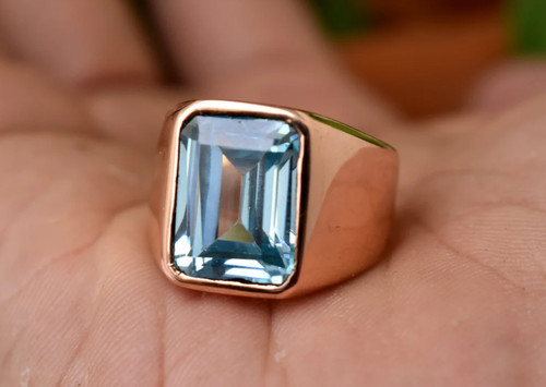 Bague homme aigue marine - bague,