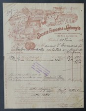 Facture PARIS 1912  STE FRANCAISE DU CARBONYLE CAOUTCHOUC   illustrée 53