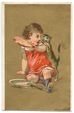 Enfant Chat Repas - Chromo -