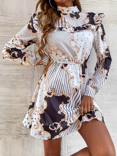 Courte robe tunique - , tricolore
