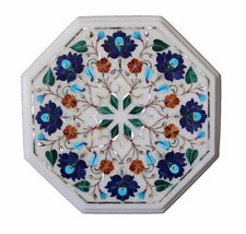 12 " Marbre Coin Table Haut Demi-Précieuses Pierres Lapis Floral Décor Maison