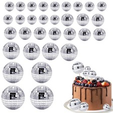 32 Pièces Boule Disco 2/3/4/5/6 cm Boule a Facette avec Anneau de Suspension ...