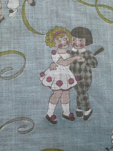 Tissu ancien motif enfantin - tissu,