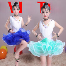 Fille Femme Latin Costume Ruche Gland Enfant Tenue de Danse Tango Montrer Danse