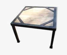Table basse en acier et bois de style design industriel
