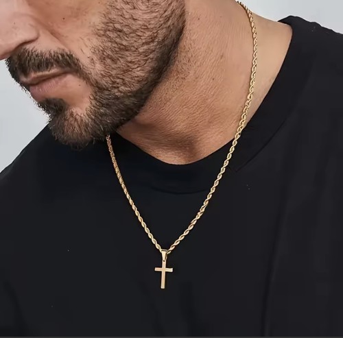 Collier croix acier - croix, en