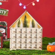 Calendrier de l'Avent, calendrier de l'Avent en bois de noël, décoration de 24