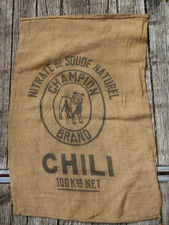 Sac d'engrais en toile de jute vintage champion brand chili